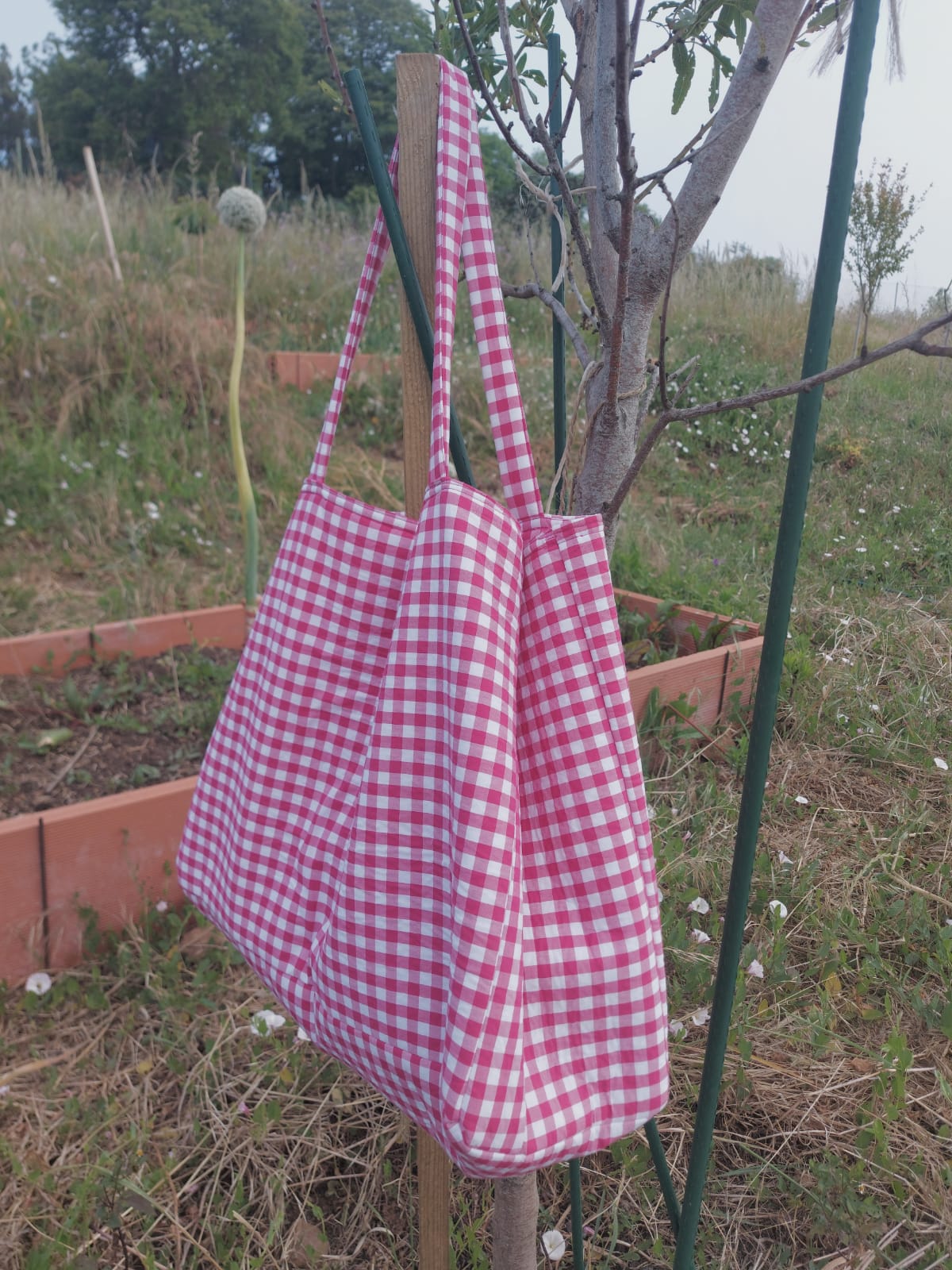 patron shopping bag vichy + bordado flores